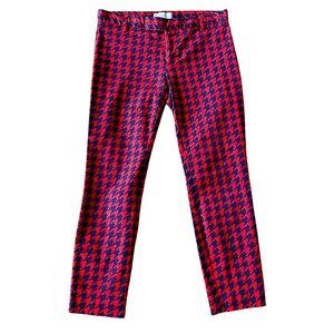 GAP Navy Blue and Red Slim Cropped Houndstooth Pants Size 4